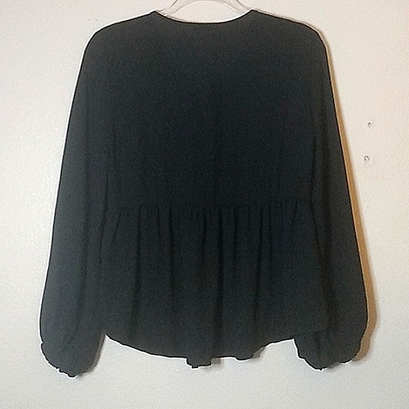 Floral Embroidered Boho Babydoll Barrel Sleeve Top Size Small - Picture 10 of 13